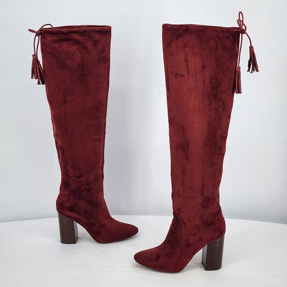 Call It Spring Mequel Tall Slouch Knee High Red Boots Size 8.5 - Picture 4 of 14